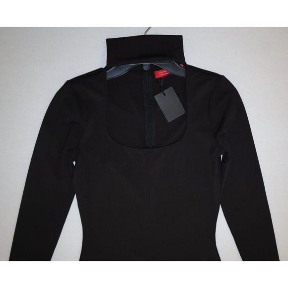 n:philanthropy Women's Sz S Black Long Sleeve Distressed Keyhole Choker Neck Top - Picture 10 of 10